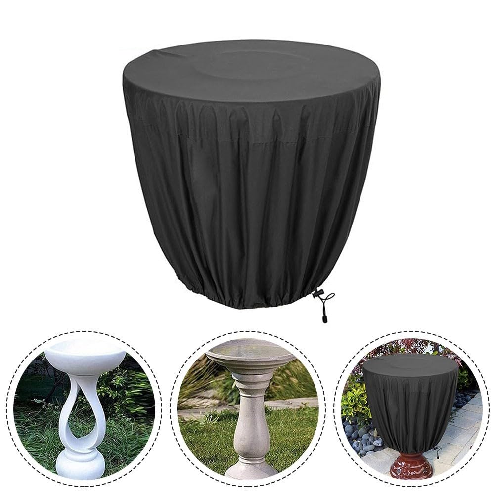 KiraKira Do wytrzymałej osłony fontanny 210D, wiatroszczelne i odporne na promieniowanie UV, do kąpieli dla ptaków, cechy wodne, posągi ogrodowe, średnica 61 cm, czarna