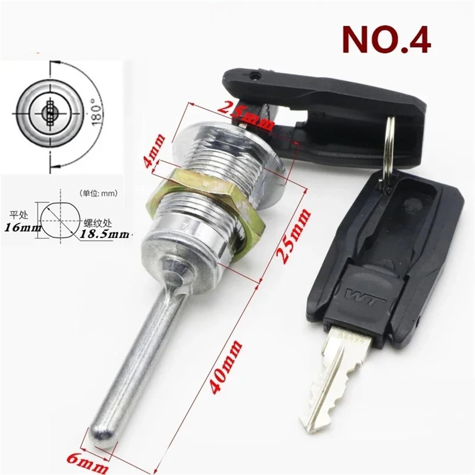 Cabinet Drawer Lock with 2 Keys Keyed Different for Door Mailbox Cabinet Tool Box MMS352 1Pcs(No 4)