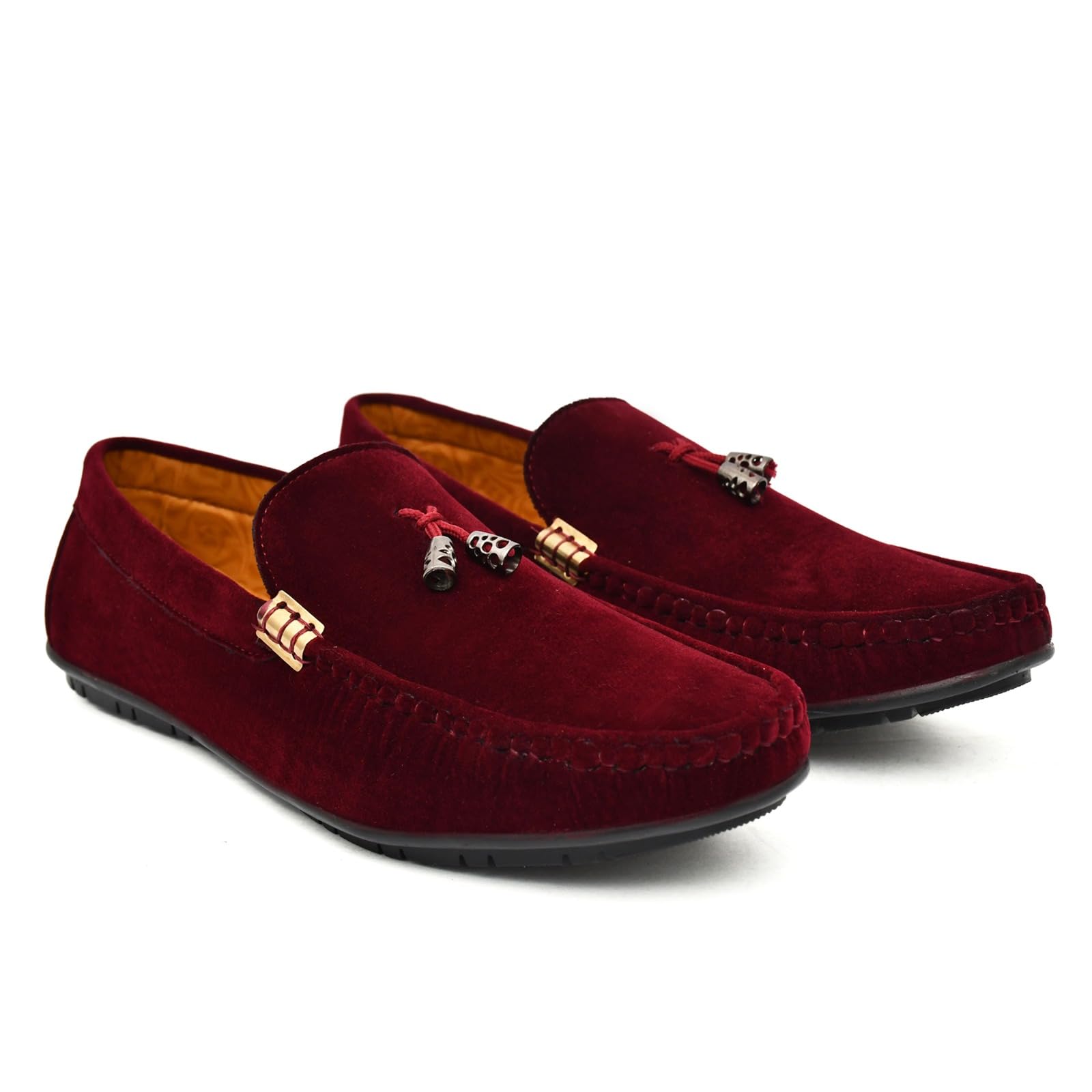 Velvet Loafer Light Weight Maroon Color Loafer Shoes for Men Stylish Shoes for All Seasons.-image-34