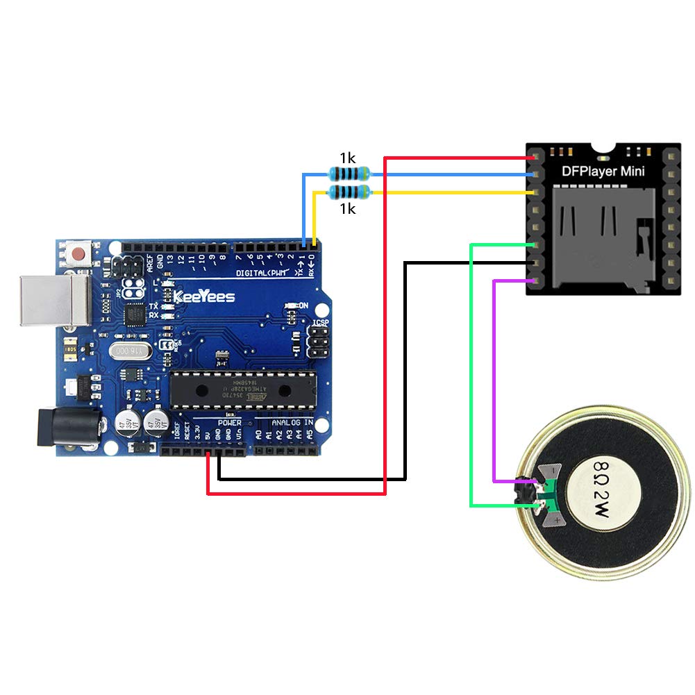 Mini odtwarzacz MP3 DFPlayer moduł z metalową obudową okrągłe głośniki 2 W 8 omów do DIY kompatybilny z Arduino