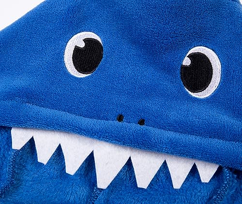 Kids Boys Girls Shark Soft Hooded Bathrobe Toddler Robe with Animal Hood4