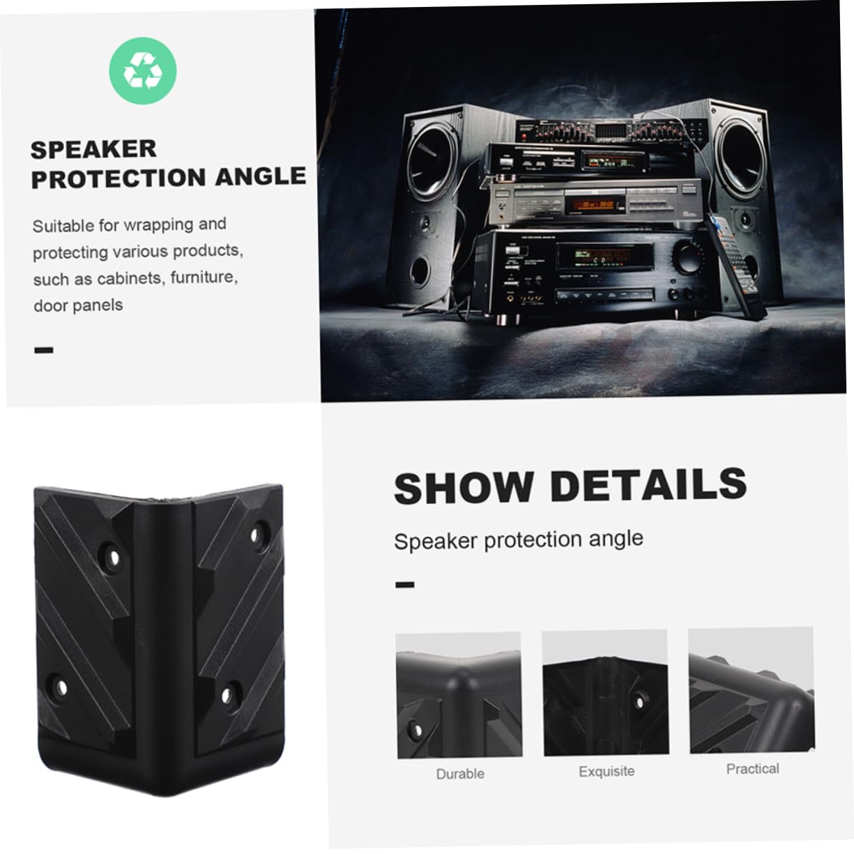 Housoutil 12pcs Black Anti-Collision Protectors Stage Sound System Cabinet Edge Guards Wrap Corner Cover