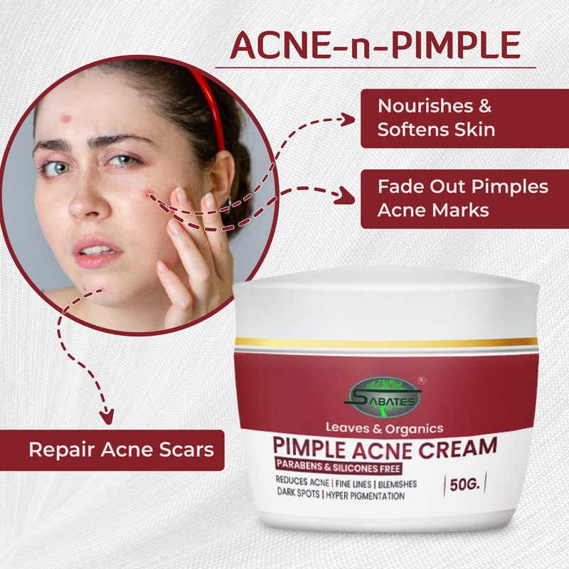 SABATES Pimple Acne Cream Anti-Acne Oil-Free Gel For Active Acne, Oil Balancing, Pore Tightening, Reduce Size Of Pimple & Redness For Men & Women (Zero Side-Effect) 3