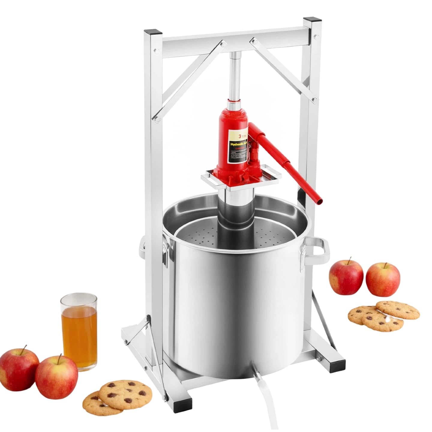 Spremiagrumi idraulico da 22 l, in acciaio inox 304, con sollevatore idraulico 3T, spremiagrumi manuale, spremiagrumi per birra, vino, succhi, verdure, pressa da 150 kg