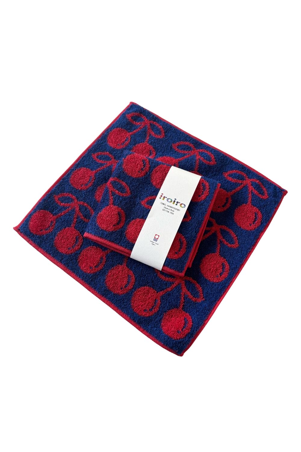 Imabari Towel iroiro Belted Handkerchief Towel Collection 9.8 Inches x 9.8 Inches (25 cm x 25 cm), Made in Japan, Imabari, 100% Cotton, Soft and Gentle on Skin, Cute, 100% Cotton (Cherry Blossom)