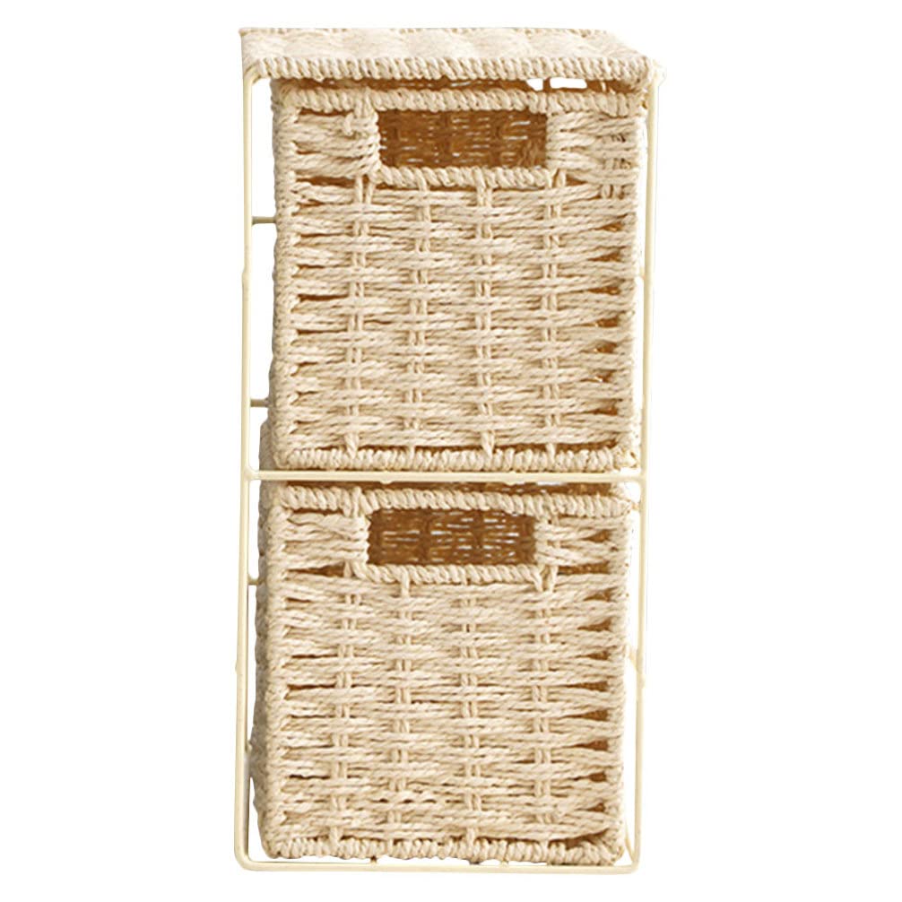 Alipis Panier de Rangement Double Couche en Pvc et Fer Maison Organisateur D'espace