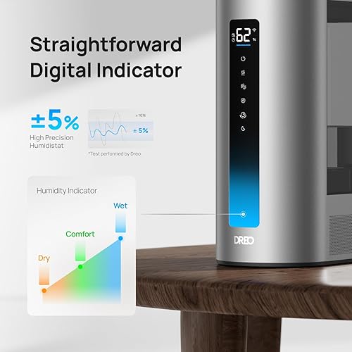Miniatura 4 de Dreo Humidificador inteligente de 6L, humidificador de niebla cálida y fría para dormitorio, llenado superior, tiempo de funcionamiento de 60 horas,
