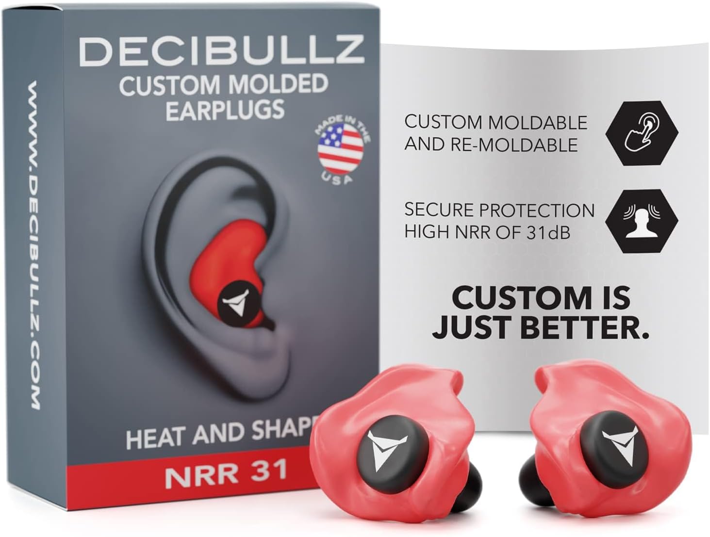 Custom Molded Earplugs, 31dB Highest NRR, Comfortable Hearing Protection for Shooting, Travel, Work and Concerts