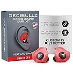 Decibullz - Custom Molded Earplugs, 31dB Highest NRR, Comfortable Hearing Protection for Shooting, Travel, Swimming, Work and Concerts (Red)