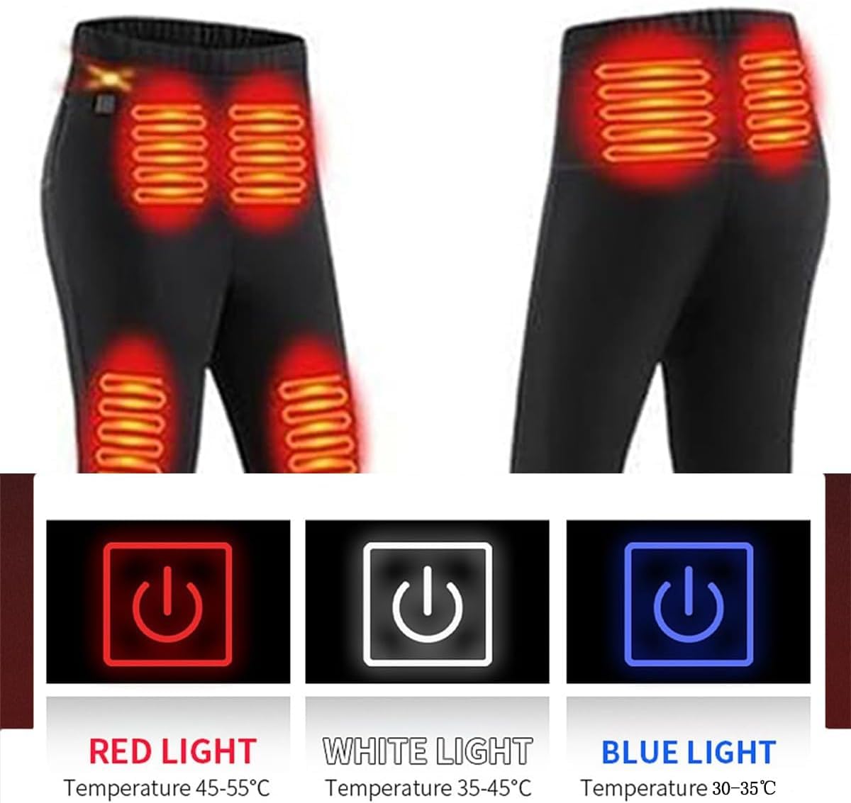 Ropa Interior calefactable con 12 Zonas, Tres velocidades y Ajuste de Temperatura. Pantalones calefactables eléctricos for Senderismo al Aire Libre.(WomenBlack,M)