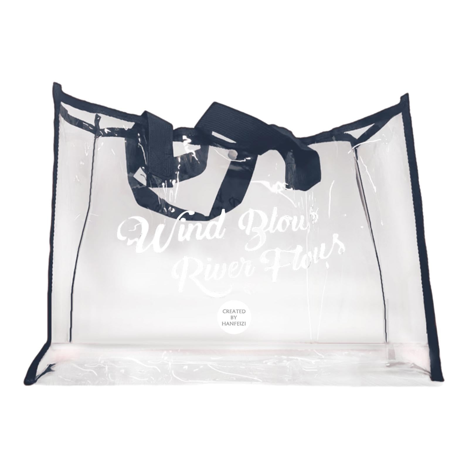 Clear Tote Bag Large Capacity Travel Bag Compact Multipurpose Beach Tote Navy-image-36