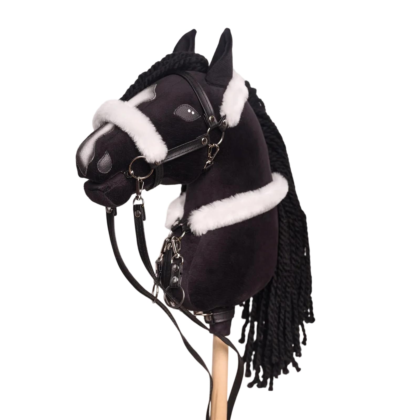 Safe Plush Horse Head Stick for Role Playing Fun Easy to Carry Celebrations Realistic Plush Horse Head Role Play Props Mounted on Wooden Handle