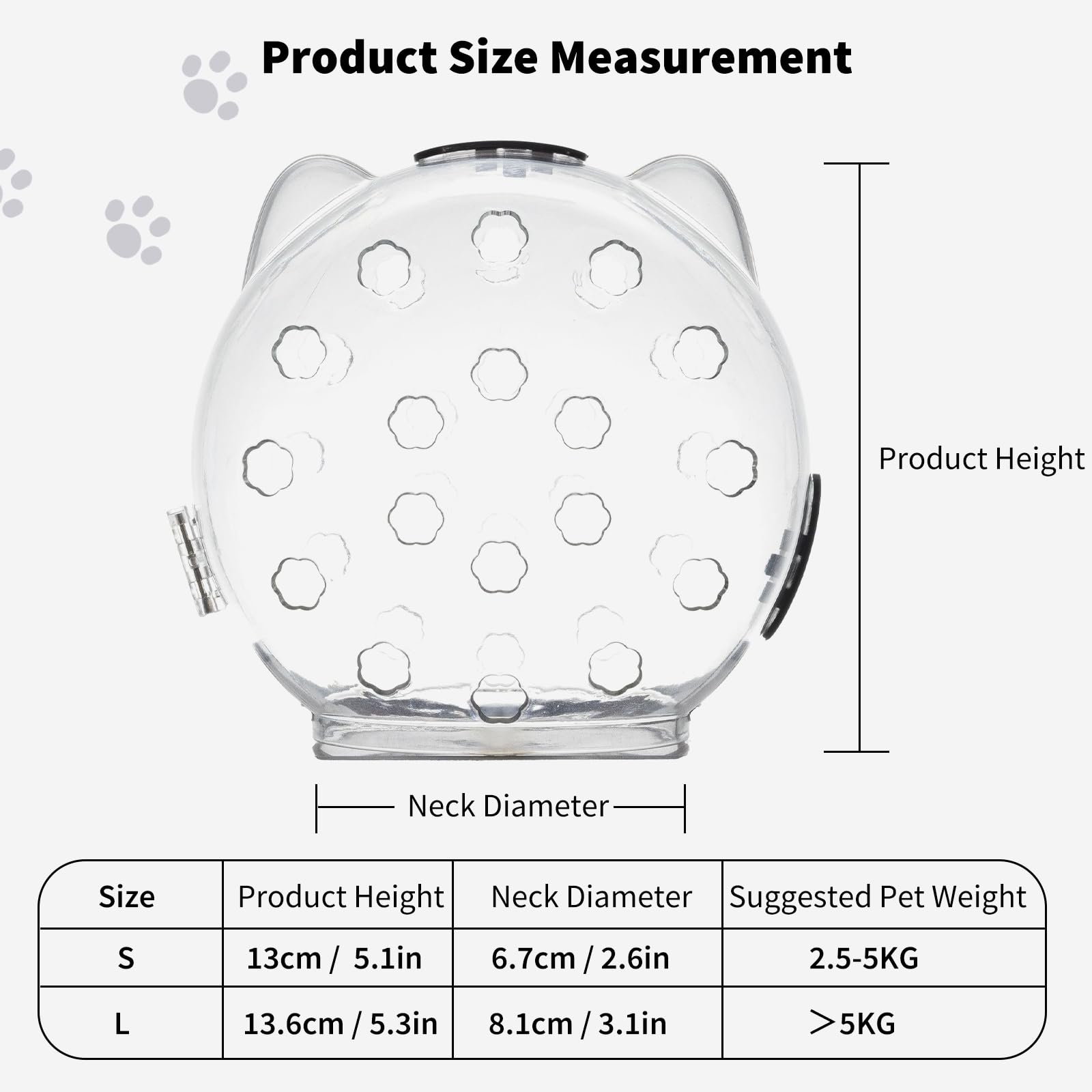 PETCUTE Bozales para Gatos,Bozales Transpirables Antimordida para Gatitos,Cabeza Transparente Protectora para Mascotas con Doble Cerradura,Casco de Burbujas para Gatos,Baño, Grooming o Corte de Uñas