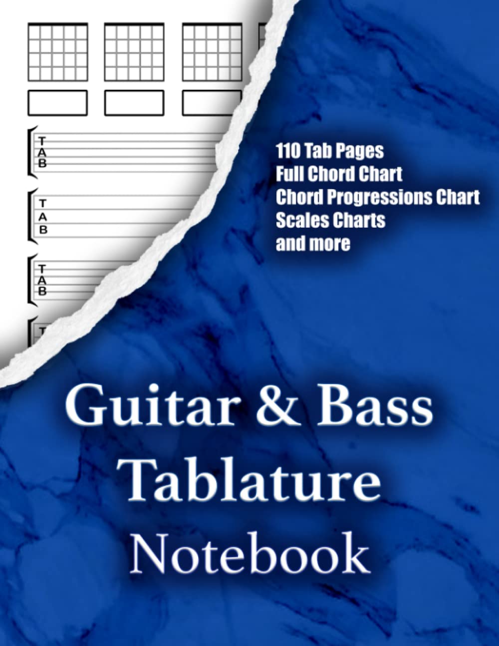 GUITAR & BASS TABLATURE NOTEBOOK: Unique Blank Guitar Tablature Manuscript Paper Features Chord Diagrams, Light Lined Staves for Notation, Chord ... & Composers (8.5” x 11” 124 Pages)