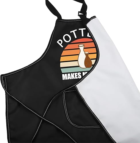 Miniatura 6 de VAMSII Delantal de cerámica con bolsillos, regalos para amantes de la cerámica, delantal de arcilla para alfareros