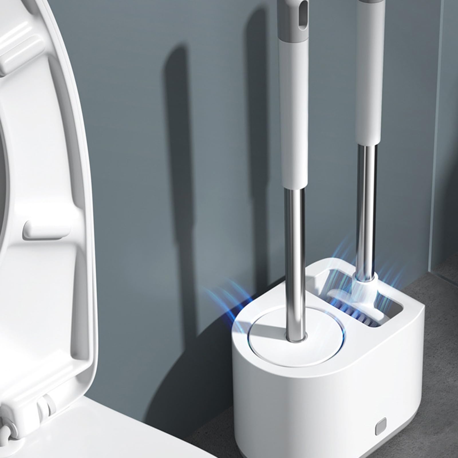 SUPVOX Juego de Cepillo de Baño y Base Estable Blanco Diseño Montado en Pared para Limpieza Profunda y Multifuncional del Inodoro
