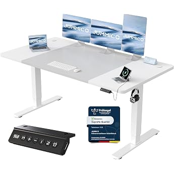 JUMMICO Height-adjustable desk 160 x 70 cm USB-A connection