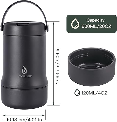 Miniatura 5 de Ideus Tarro de alimentos aislado de 20 onzas, lonchera térmica al vacío de acero inoxidable, termos de sopa con cuchara plegable, recipiente de