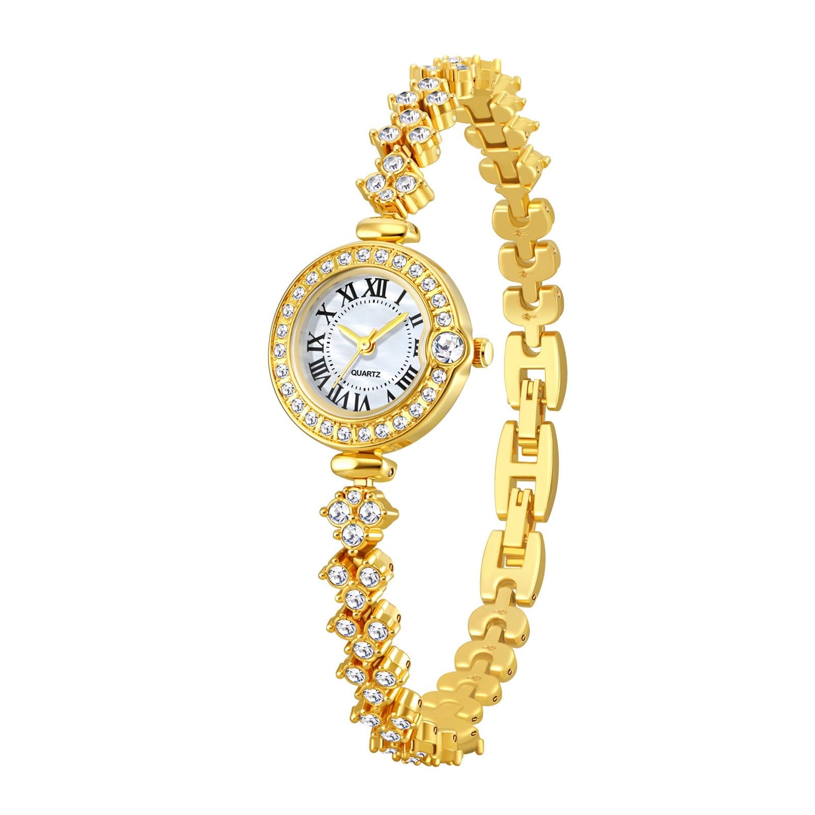 Reloj de Cuarzo Informal con Diamantes incrustados, Resistente al Agua, con Correa de Acero Desmontable, Reloj de Pulsera Redondo, un Gran Regalo for Mujeres. Reloj de Pulsera