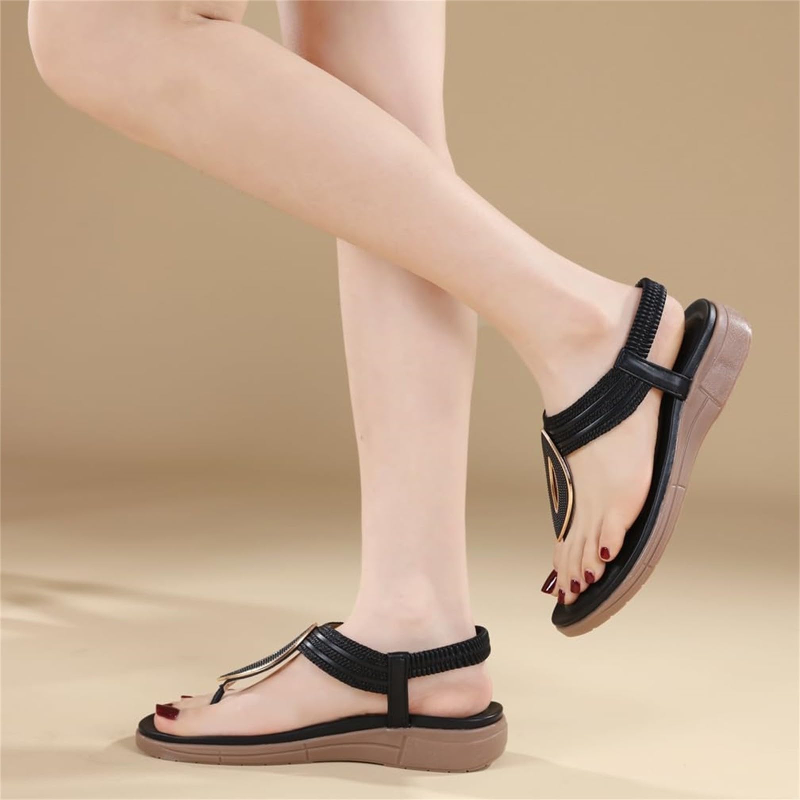 Sandali Punta Chiusa Donna Sandalo Zeppa Sandali da donna nuovi estivi comodi alla retrò stile etnico leggero da spiaggia per le vacanze con tacco elastico Comodi Estivi Sandalo Comodo