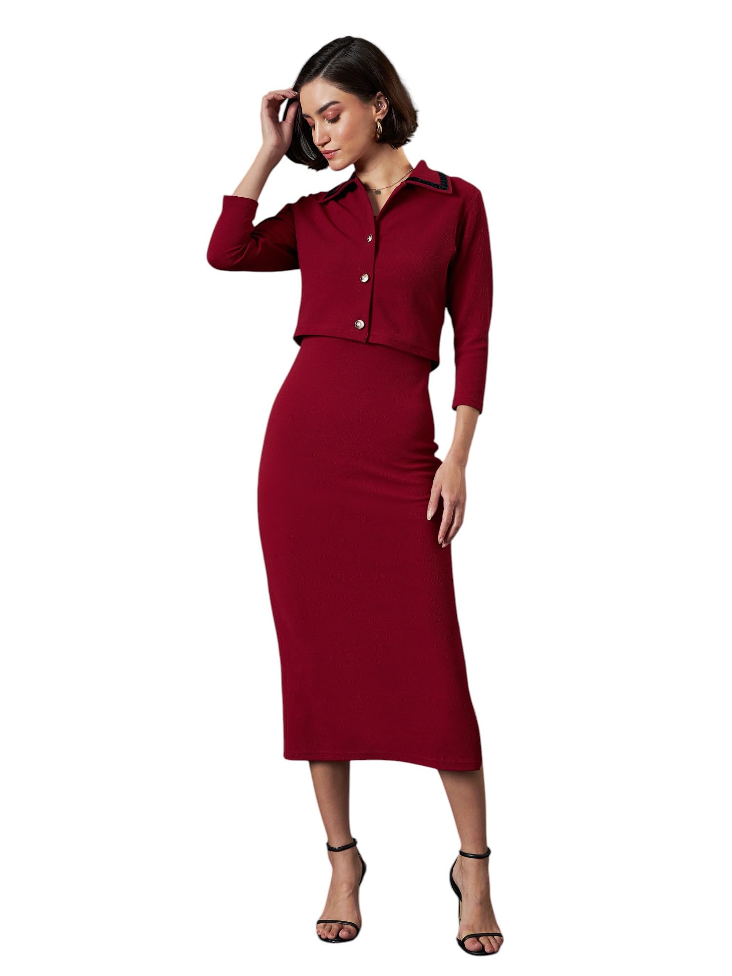 sassafras worklyf Women Bodycon Dress with Shrug-picture-24