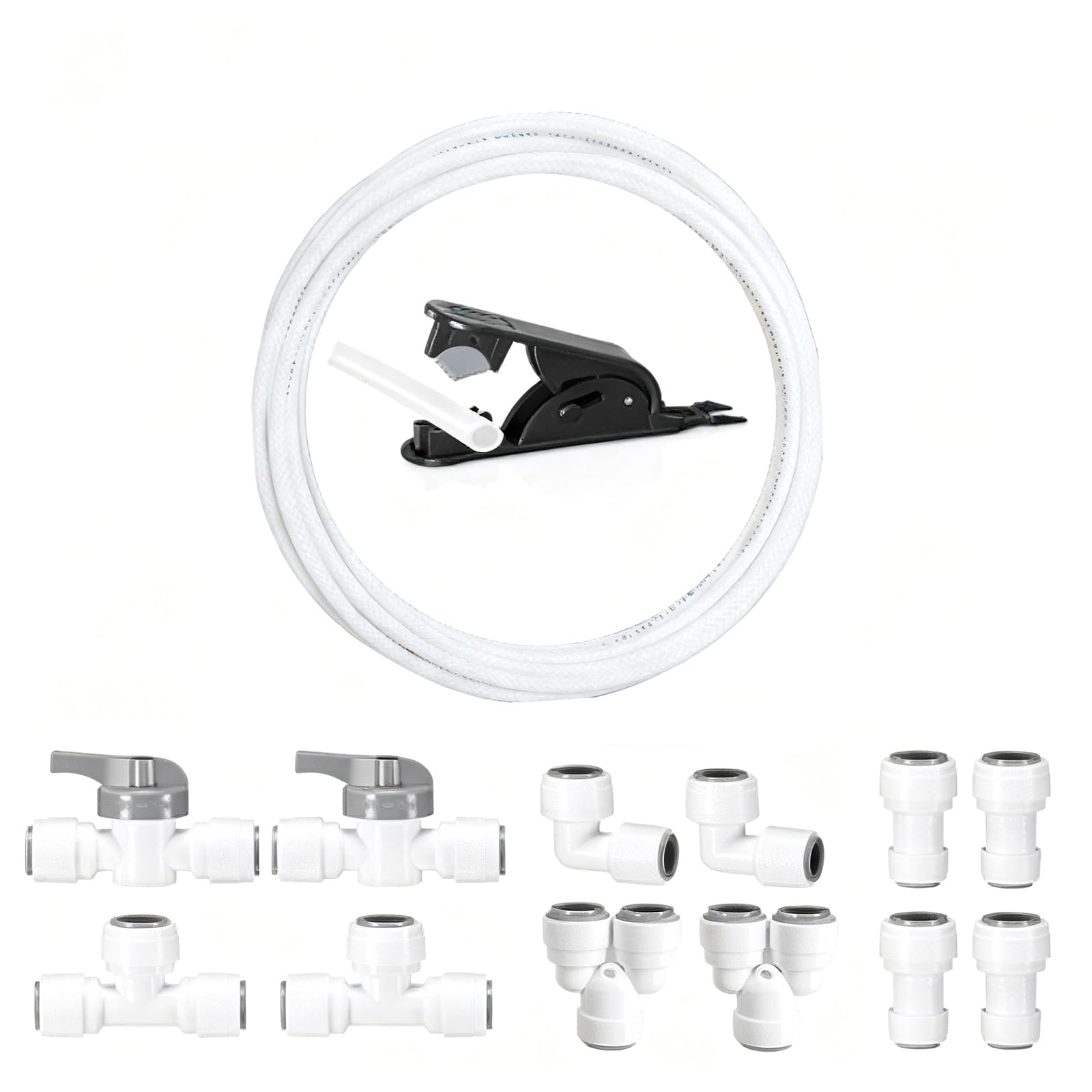 3 / 8inch Water Inlet Pipe Set with Quick-Connect Fittings for Refrigerator Filter Systems Water Line Tubing and Push to Connecting Fittings