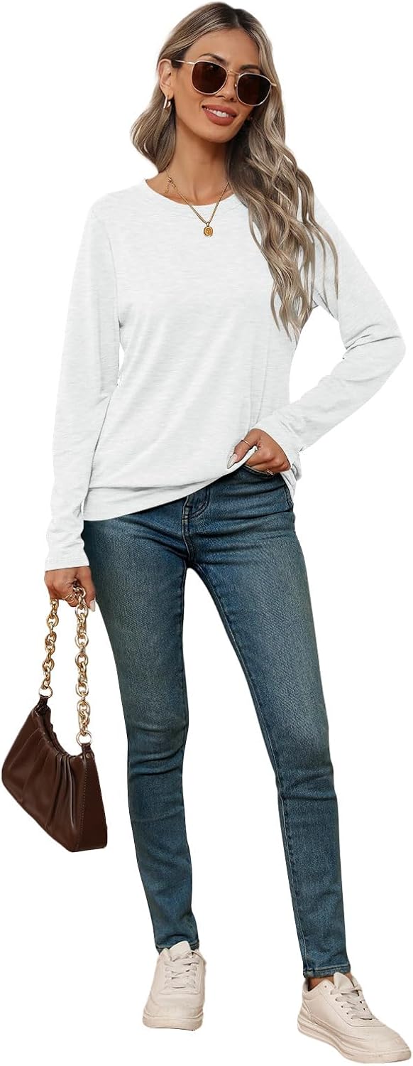 Womens Long Sleeve Shirts Casual Banded Hem Tops Basic Tees Spring Outfits Clothes 2026 - Image 5