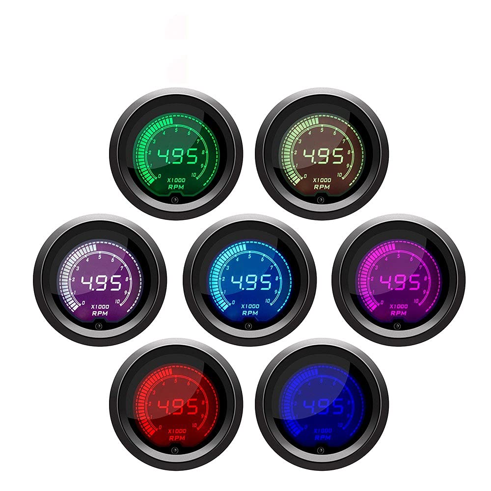 52mm Tachometr Napięcie Water Temp Temp Oil Press PROWADZONY Digital Display 7 Kolory Zmień czujnik samochodów Fit dla samochodu 12V
