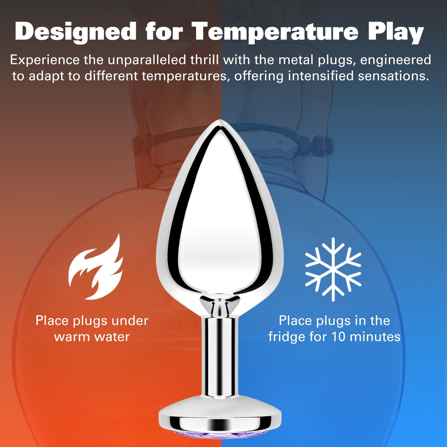 Anal Plug Beginner Set, 4 PCS Stainless Steel Butt Plug Training Kit with Jewel Base, Metal Anal Plugs for Gradual Training, Wide Base for Safety & Secure Fit for Women & Men Couples: Purple