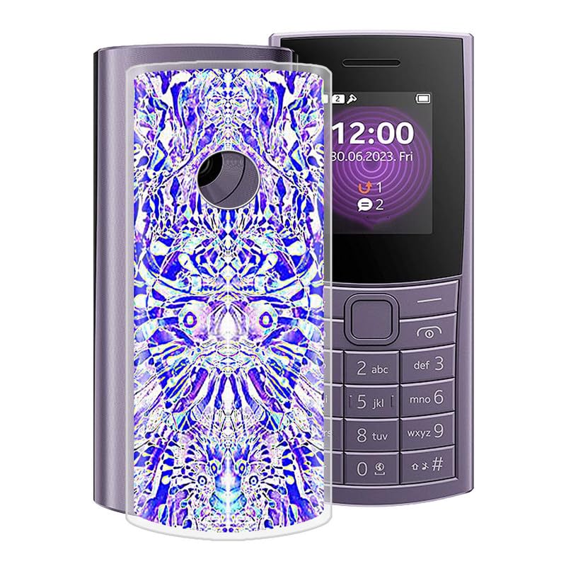WIMSPEED Cover Per Nokia 110 4G (2023) – Custodia Trasparente Ultra Sottile Con Stampa Fiore Viola, Morbida TPU Antiurto E Antigraffio, Bumper Silicone