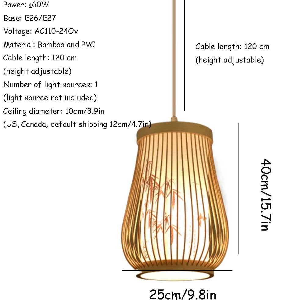 CWVYKNP Inbouwmontage Hanglamp Decoratieve Bamboe Plafondlamp Vintage Restaurant Hanglampen Verstelbare Trekkoord Lampen Voor Thuis, Boerderij, Eetkamer