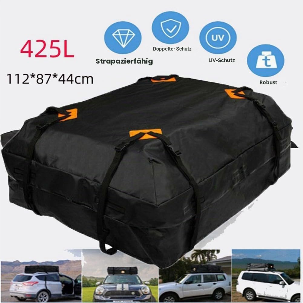 420D Auto-Dachbox, wasserdicht, staubdicht, Dachtasche, Auto-Dachtasche 425 L, faltbare Auto-Dach-Gepäcktasche, Aufbewahrungsbox, 112 x 87 x 44 cm