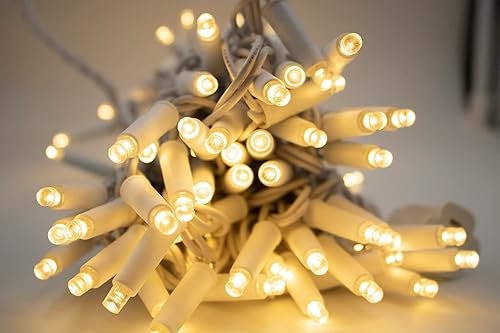 Miniatura 6 de broulove Luces LED de Navidad, 100 unidades, cadena de luces para exteriores e interiores, grado comercial, cable blanco, luz blanca pura, 6