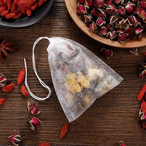 Miniatura 5 de 100 bolsas de té desechables para té de hojas sueltas, bolsas de filtro de té biodegradables con cordón, bolsas de té vacías de fibra de maíz para