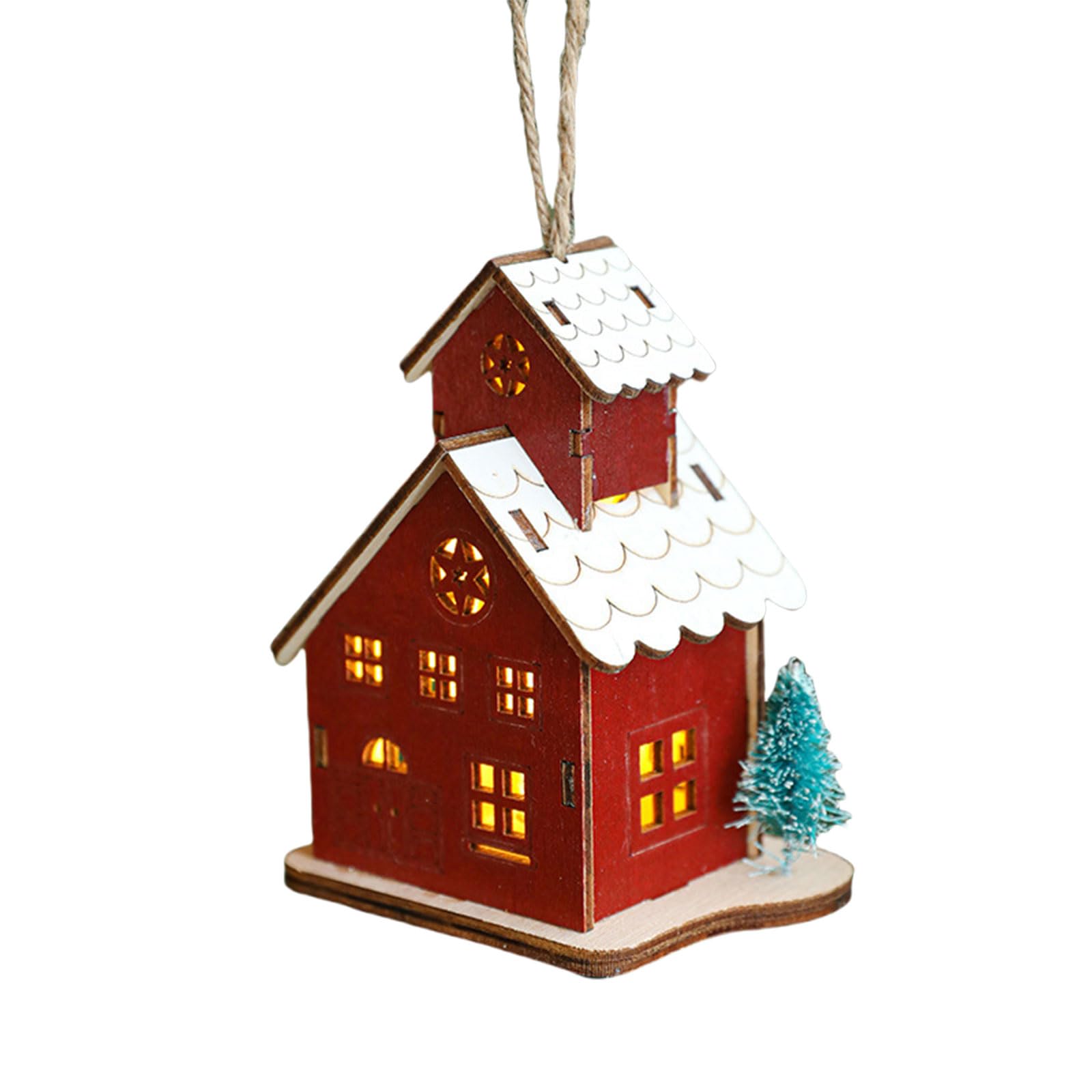 Chalet De Noël Lumineux En Bois - Décoration LED Miniature Pour Bureau, Étagère, Ambiance Féerique - 9