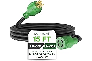 RVGUARD 4 Prong 30 Amp L14-30P Generator Extension Cord