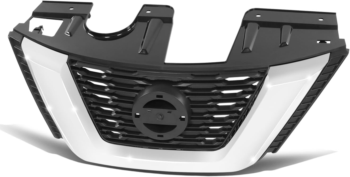 Auto Dynasty NI1200281 Factory Style Front Bumper Grill Grille Assembly with Chrome Moulding and Camera Hole Compatible with Nissan Rogue S/SL/SV/Japan 2017-2018, Matte Black