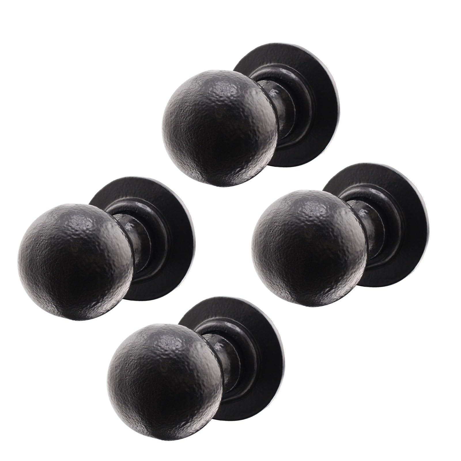 Eai Black Iron Door Knobs - 2 Pairs Of Cast Iron Antique Ball Mortice Knobs