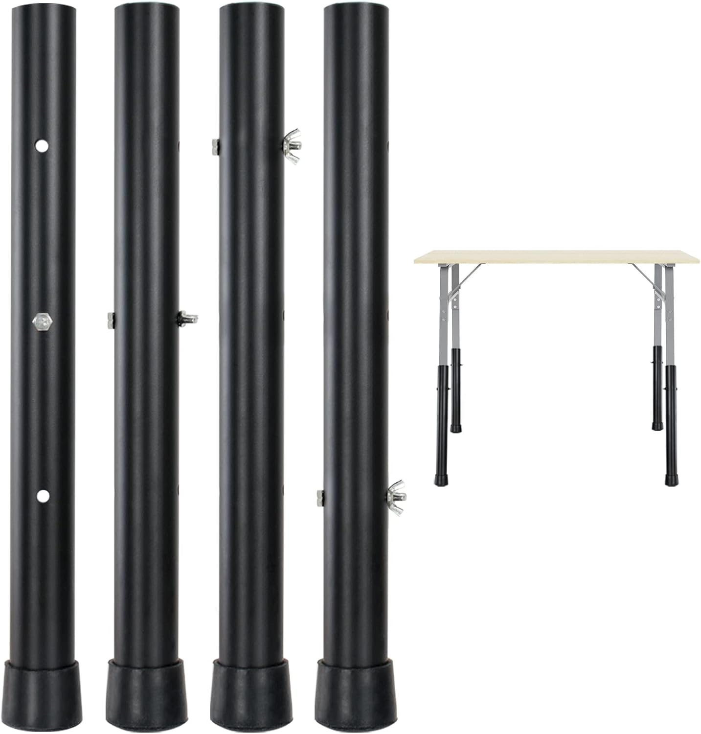 Table Leg Height Extensions 4 Pack Adjustable Table Leg Extenders, Black Heavy Duty Steel Desk