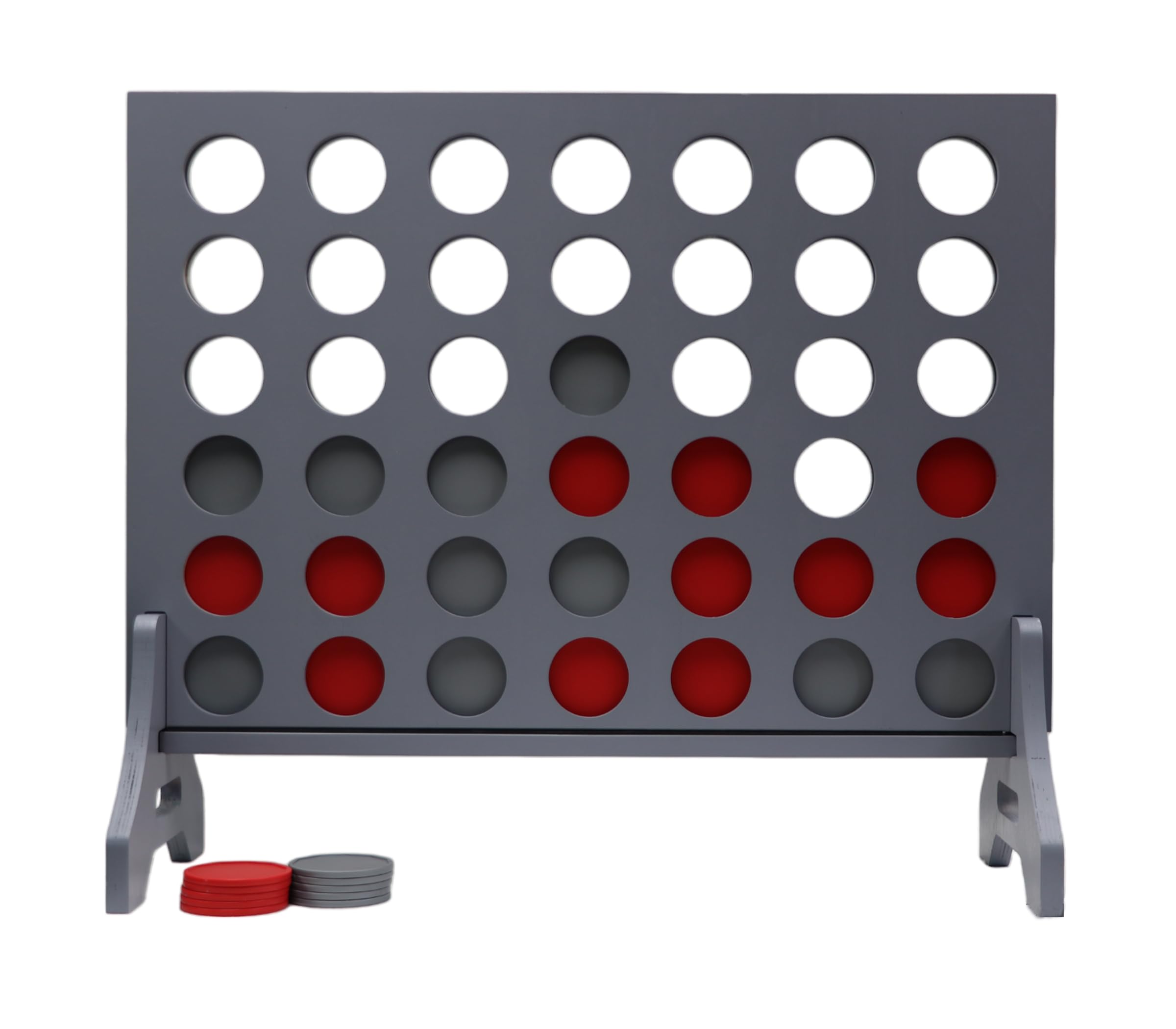 Giant 4 in a Row Game for Family &amp; Adults – Tailgating Pros Jumbo Grey Wooden Four in a Row Indoor &amp; Outdoor Yard Game for Family Party Fun, Portable Activities for Patio, Backyard, and Camping