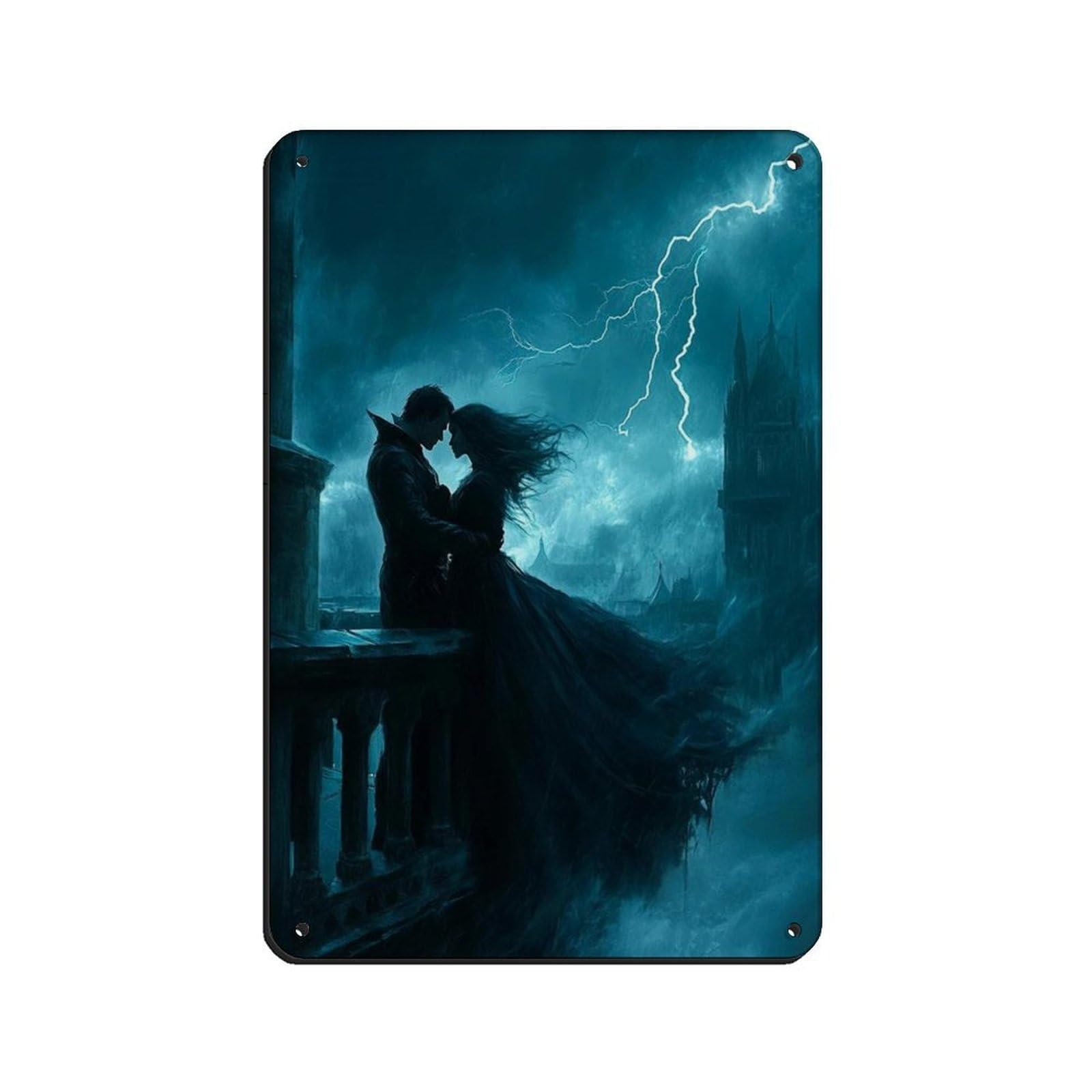 Vampire Couple, Dark Romance Art Poster Retro Poster Metal Tin Sign Chic Art Retro Iron Painting Bar People Cave Cafe Family Garage Poster Wall Decoration 8x12inch(20x30cm)