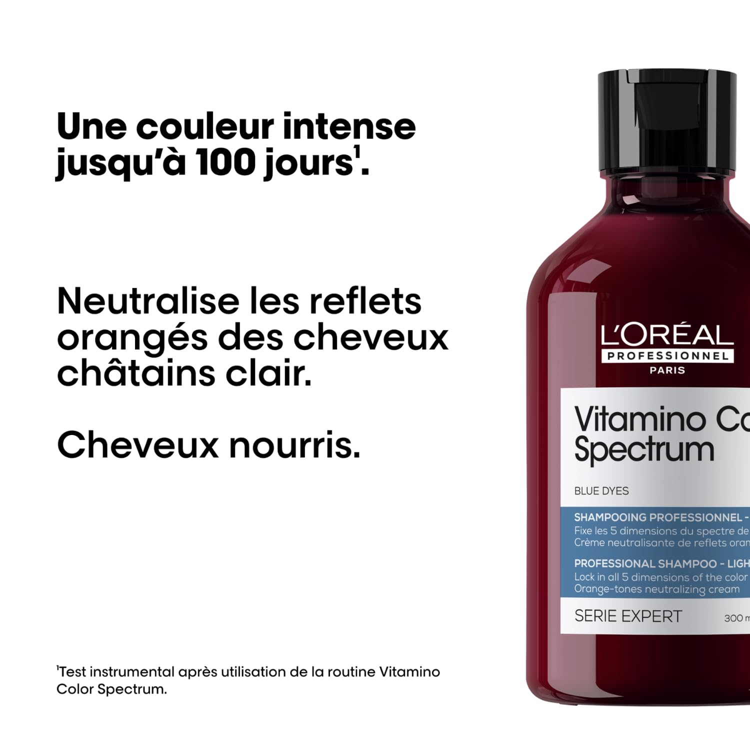 L'OREAL PROFESSIONNEL - Shampoing Neutralisant Bleu - Neutralise Reflets Orangés Des Cheveux Châtains - Protège La Coloration Jusqu'À 100 Jours - Sans Sulfate - Série Expert Vitamino Color Spectrum