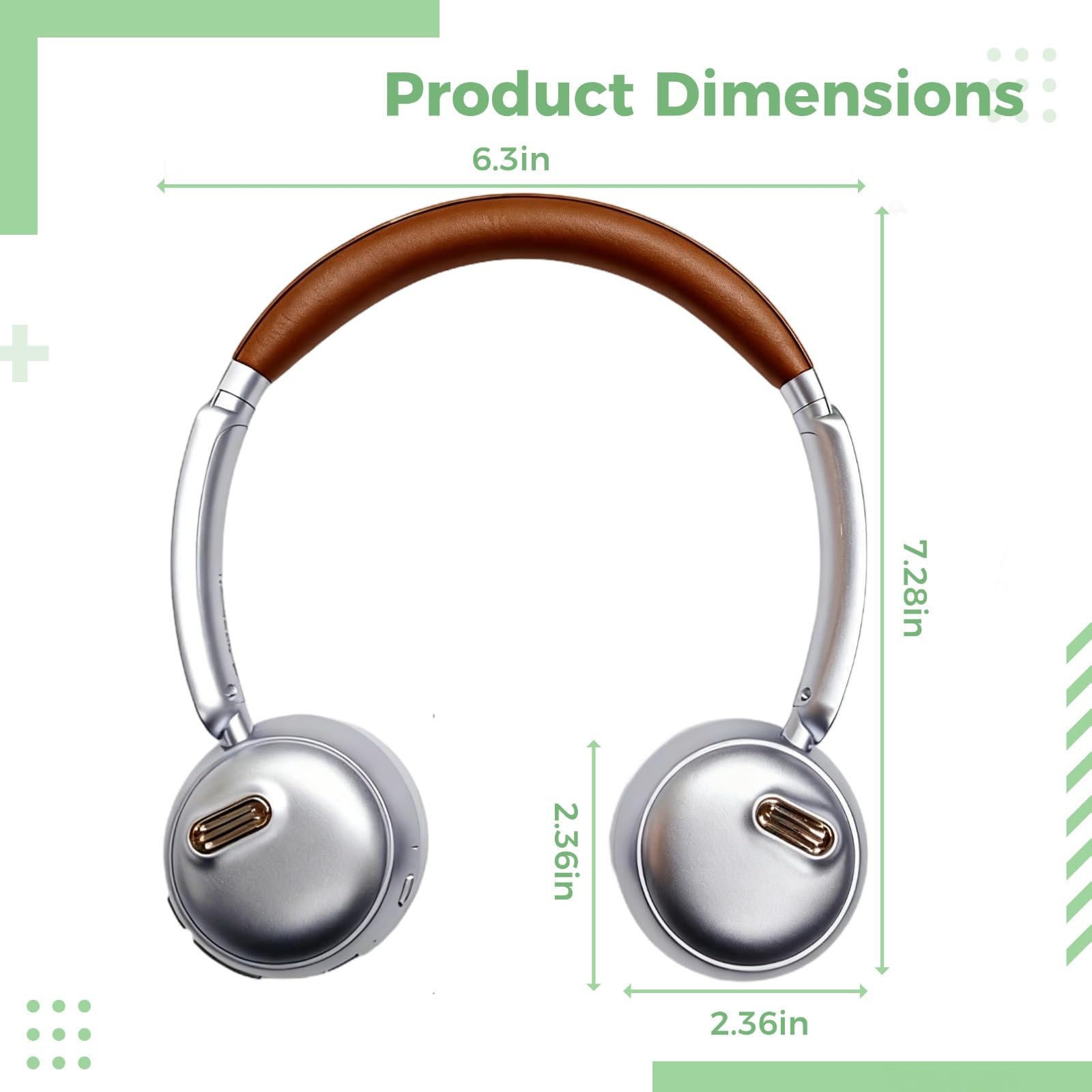 Auriculares inalámbricos, auriculares supraaurales retro marrones con cancelación activa de ruido, graves profundos para juegos y música, inalámbricos 5.3, tiempo de reproducción de 30 horas, diadema