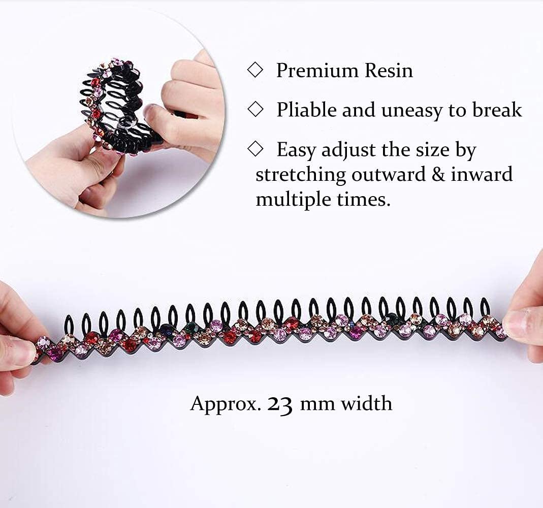 ZOCONE Headbands for Women with Diamond Comb, Wave Rhinestone Headbands with Teeth, 5Pcs Plastic Tooth Comb Head Bands Non Slip, Crystal Hair Loop Wavy Hair Accessories for Women Girls - Image 5