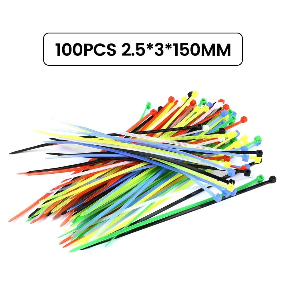 Hebilla de nailon para bridas de cables, bridas de nailon autobloqueante, 100 unidades, varios tamaños (150 mm)