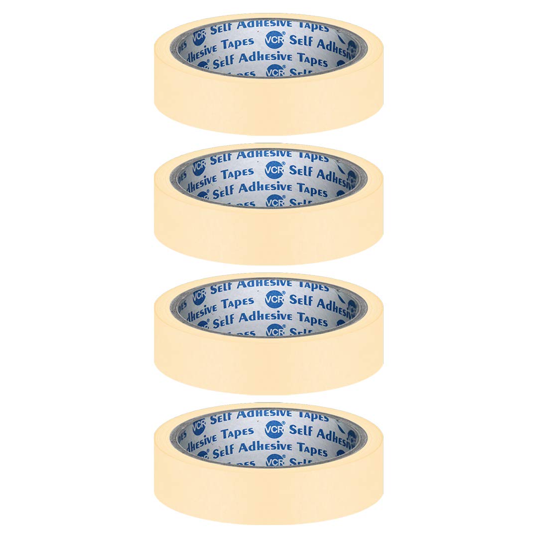 VCR Masking Tape - 20 Meters in Length 18mm / 0.75" Width - 4 Rolls Per Pack - Easy Tear Tape, Best for Carpenter, Labelling, Painting and leaves no residue after a peel.