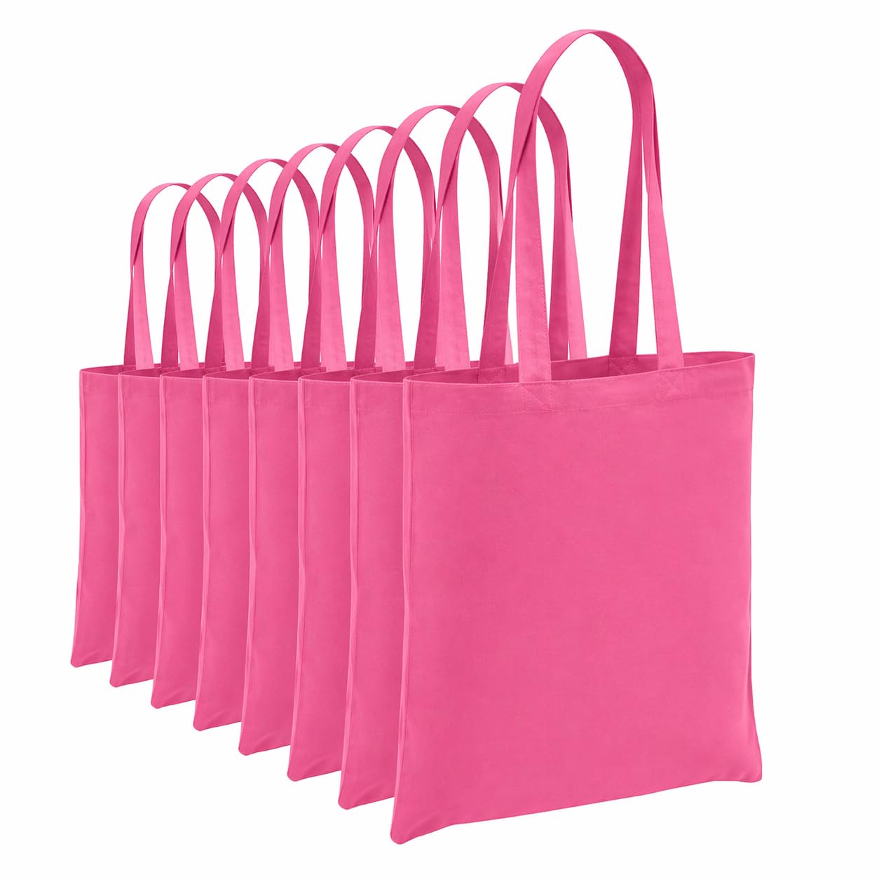 Hyper Mart Cotton 5oz(150gsm) Eco friendly Plain Natural Reusable Shopping Tote Bags Eco Friendly Long Handle Grocery Bag (Pink, 10 bags)