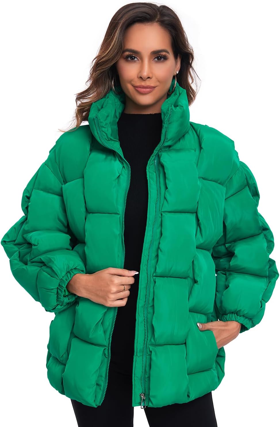 Epsion Womens Winter Casual Puffer Jacket Padded Long Sleeve Full Zipper Stand Collar Pockets Quilted Coats Outwear Epsion Womens Winter Casual Puffer Jacket Padded Long Sleeve Full Zipper Stand Collar Pockets Quilted Coats Outwear