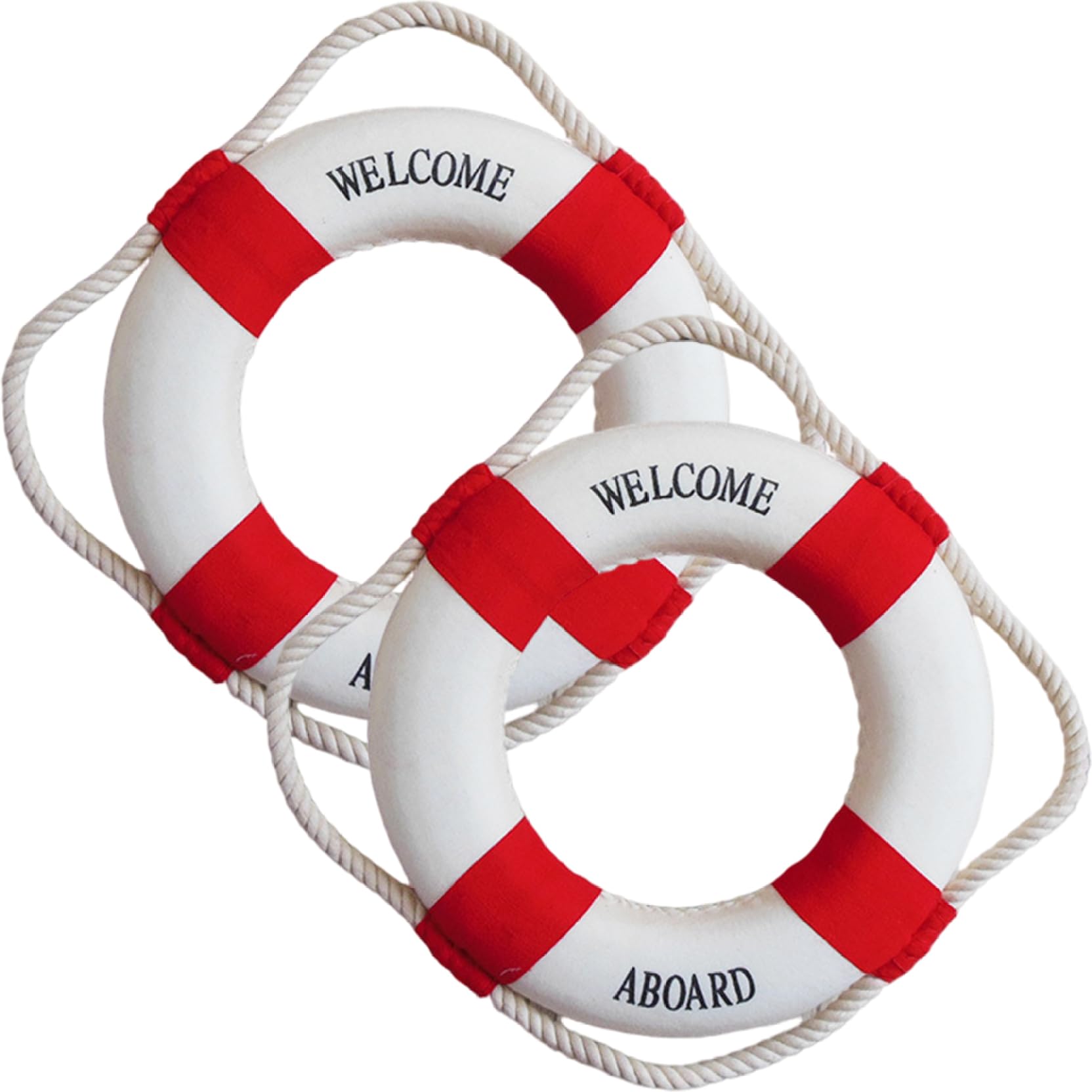 2Pcs Life Preserver Ring, 8 Inch Pool Safety Ring with Perimeter Rope, Portable Lightweight Throwable Flotation Device, Mediterranean Decor for Swimming Pool, Lake, River, Seaside