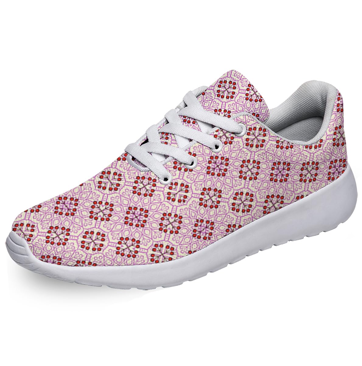 Women Men Ethnic Floral Prints Shoes Slip On Running Shoes Athletic Tennis Sneakers White Size 11
